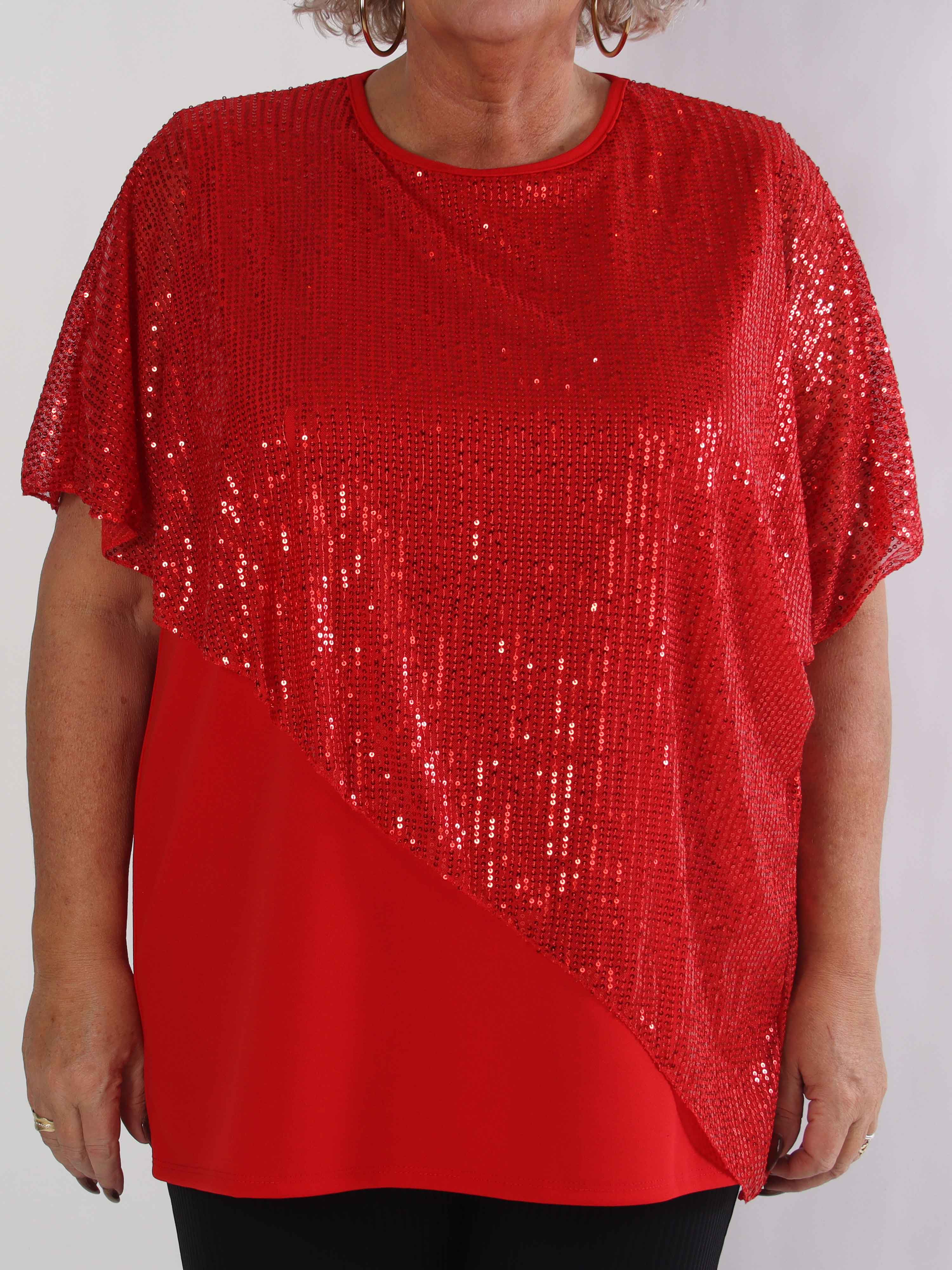 Aude - Plus size tunika med asymmetriskt paljettlager